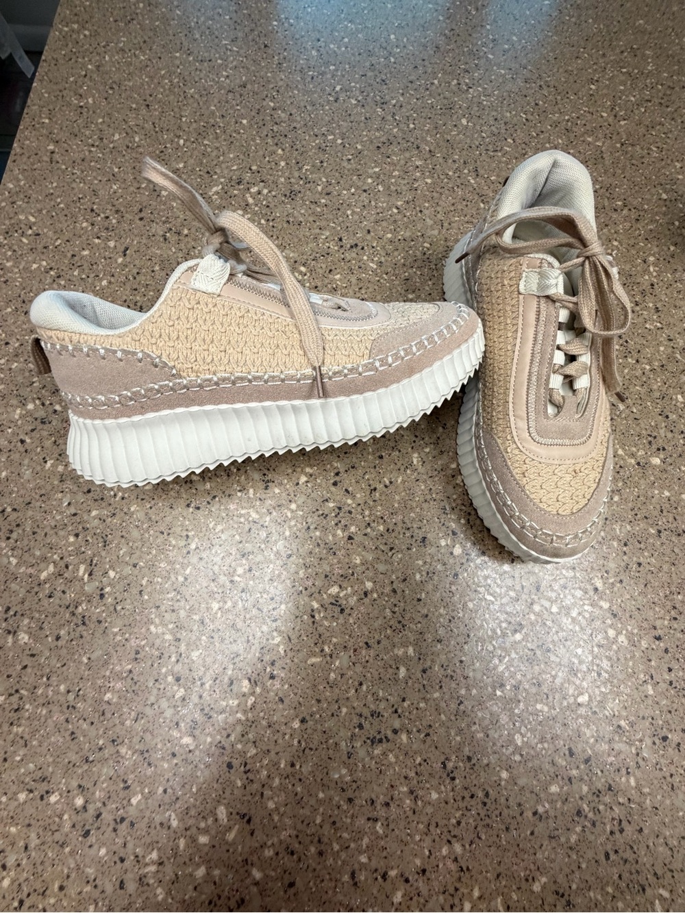 Corkys Women's Beige Knit Platform Sneakers